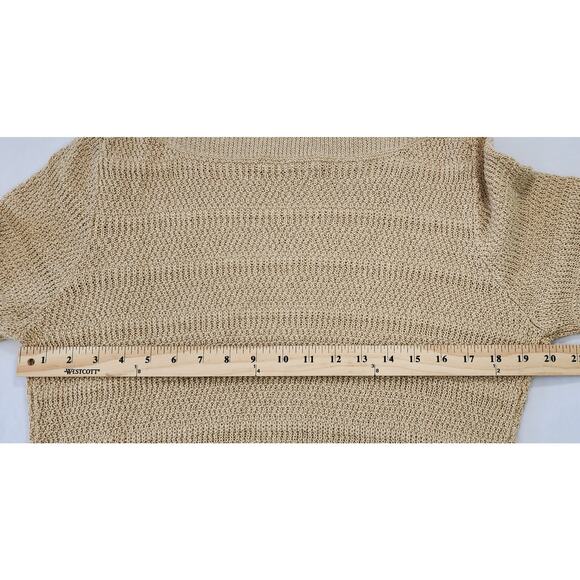 Lauren Ralph Lauren Sweater Womens Medium Gold Metallic Knit Boatneck Preppy - Picture 5 of 11